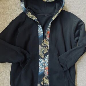 Shoyu Drip Happi Black Hoodie Mens Large Dragon Ajiro Japanese Trim